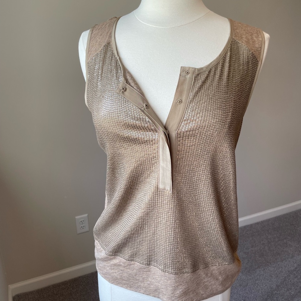 J. Crew Metallic Beige Sleeveless Tank Top